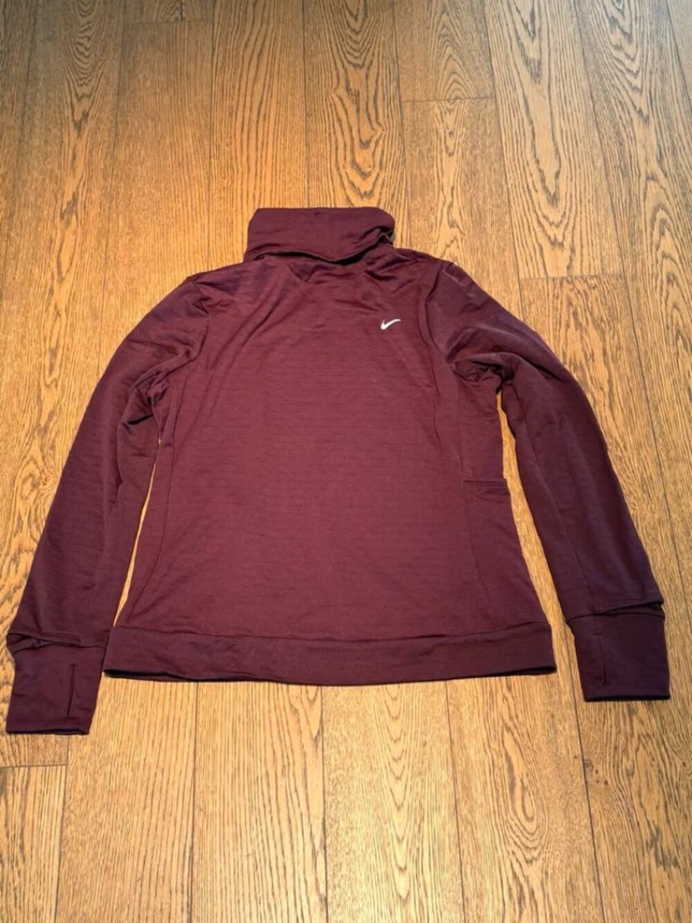 Nike Therma-FIT Funnel Neck Running Top — Burgundy, Size M
